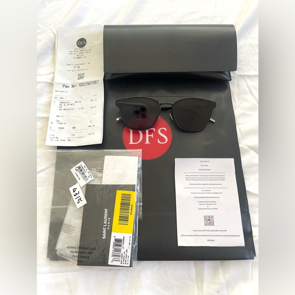 Saint Laurent SL 28 Metal - 001 Black/Grey Sunglasses YS000092 1220L1 61-17